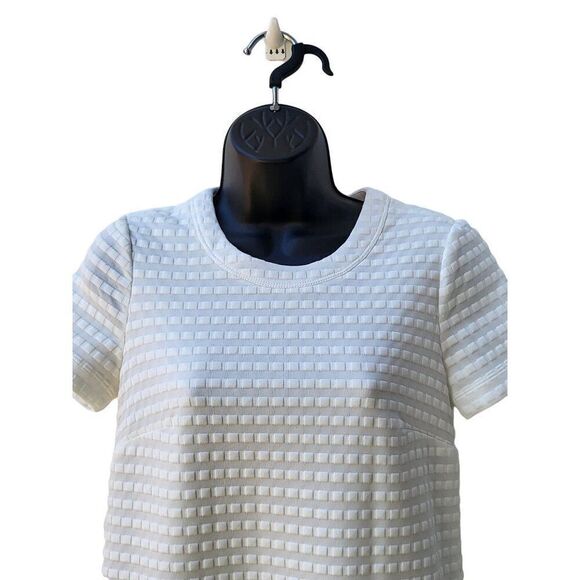Maggy London Shift Dress Women Sz 2 Square Textured White Midi - Picture 2 of 7